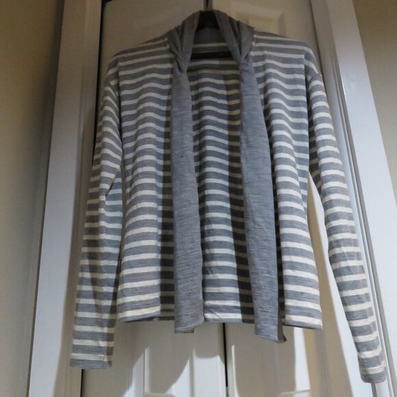 ICEBREAKER 100% Wool Villa Wrap Open Front Cardigan Metro Snow Stripe Outdoor S - Picture 7 of 11